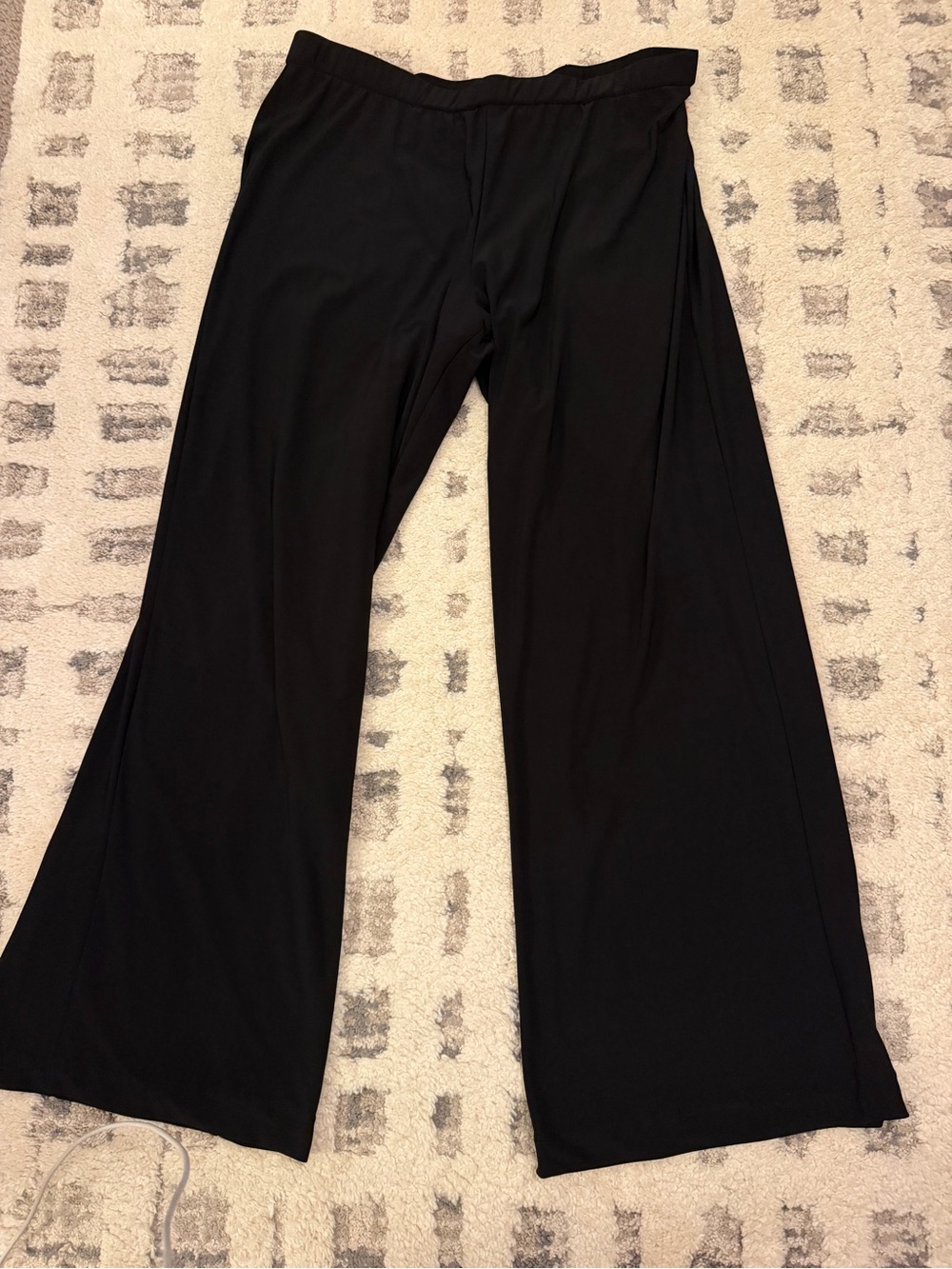 Choices Women's Black Solid Wide-Leg Dress Pants Pull-On Stretch Size L